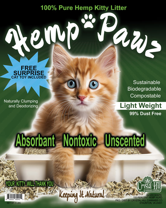 Hemp Pawz  All Natural "Hemp Hurd" Kitty Litter Nontoxic "Keeping It Natural" 5 lb